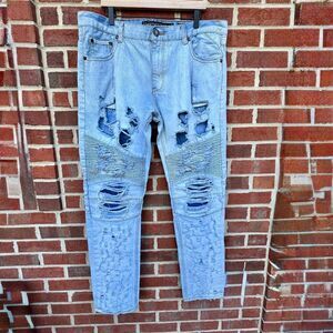 Heritage America Jeans Mens Sz 42 Denim Distillery Distressed Punk Grunge Skater